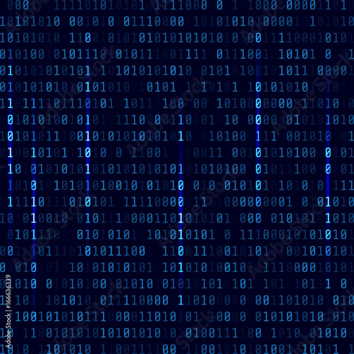 Matrix background with a blue symbol