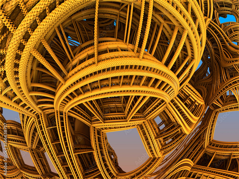 Abstract fractal background computer-generated 3D illustration