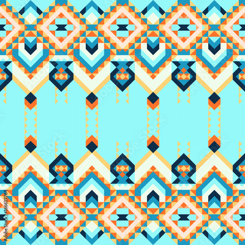 Ethnic geometric pattern with elements of traditional tribal folk style. 
