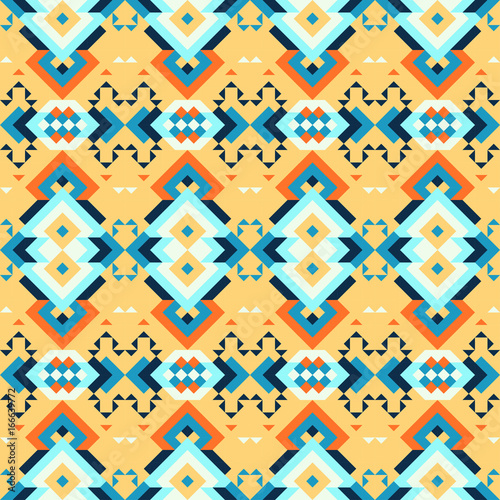 Ethnic geometric pattern with elements of traditional tribal folk style. 
