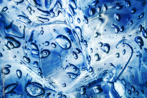 Blue color abstract bubble water gel texture.