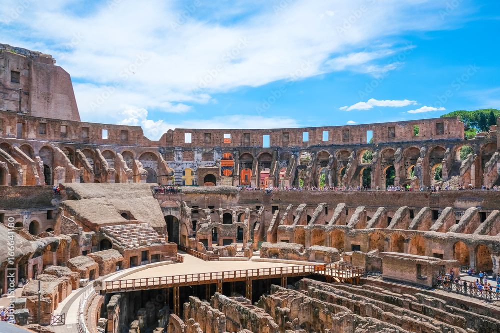 Roma, Italy - July, 2, 2017: interior of Colosseum, ancient Roman amphitheater, one of the main sights of Rome