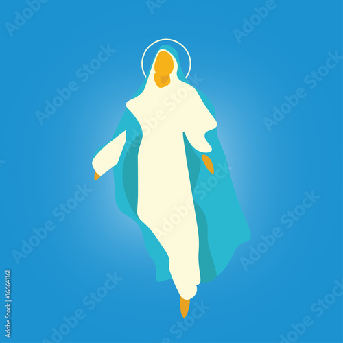 Vector illustration for: The Assumption of Mary into Heaven,  also known as the Feast of Saint Mary the Virgin and the Falling Asleep of the Blessed Virgin Mary or Dormition of the Mother of God.