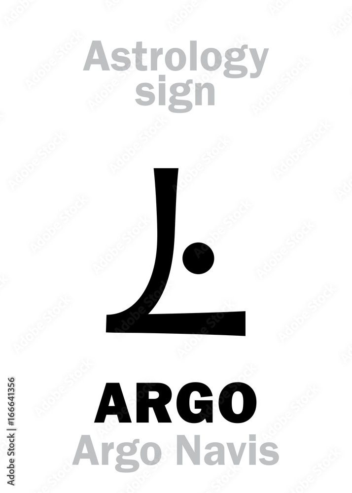 Astrology Alphabet ARGO (Argo Navis), constellation. Hieroglyphics