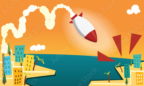 cartoon missile launching
