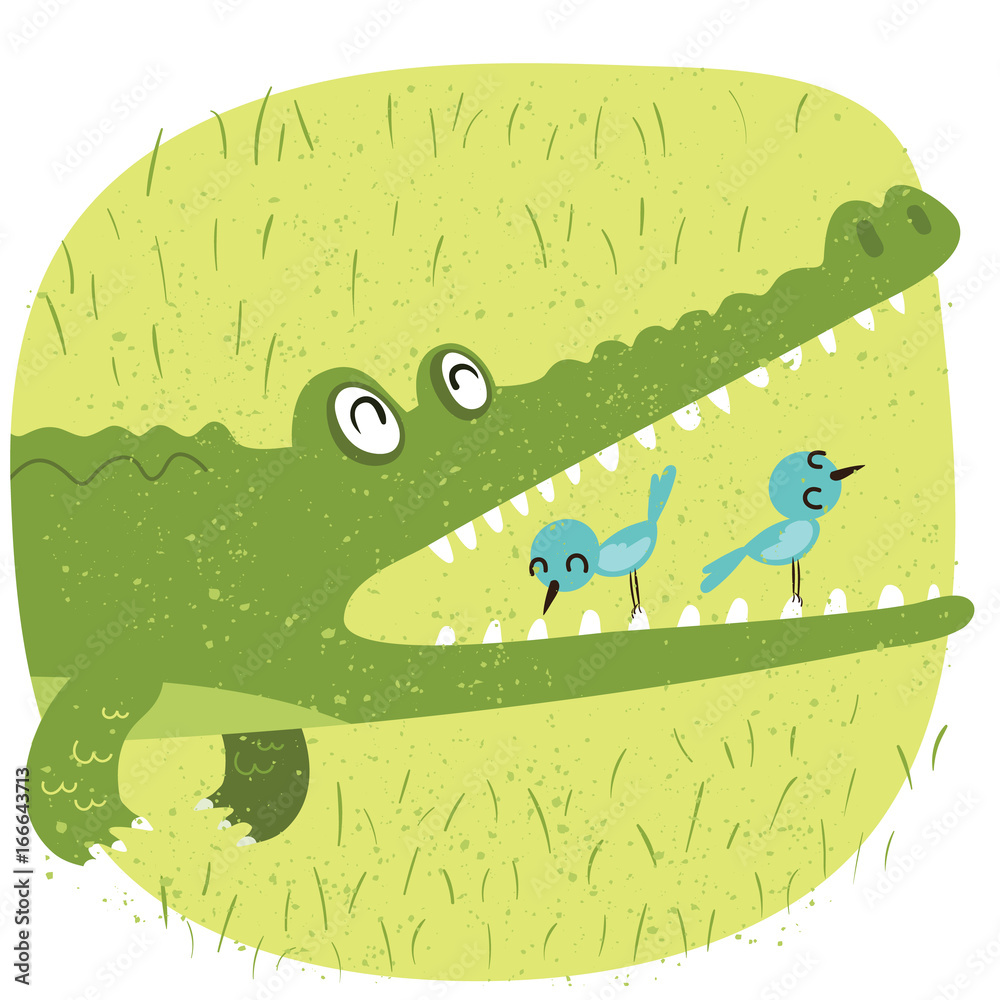 Naklejka premium crocodile and bird