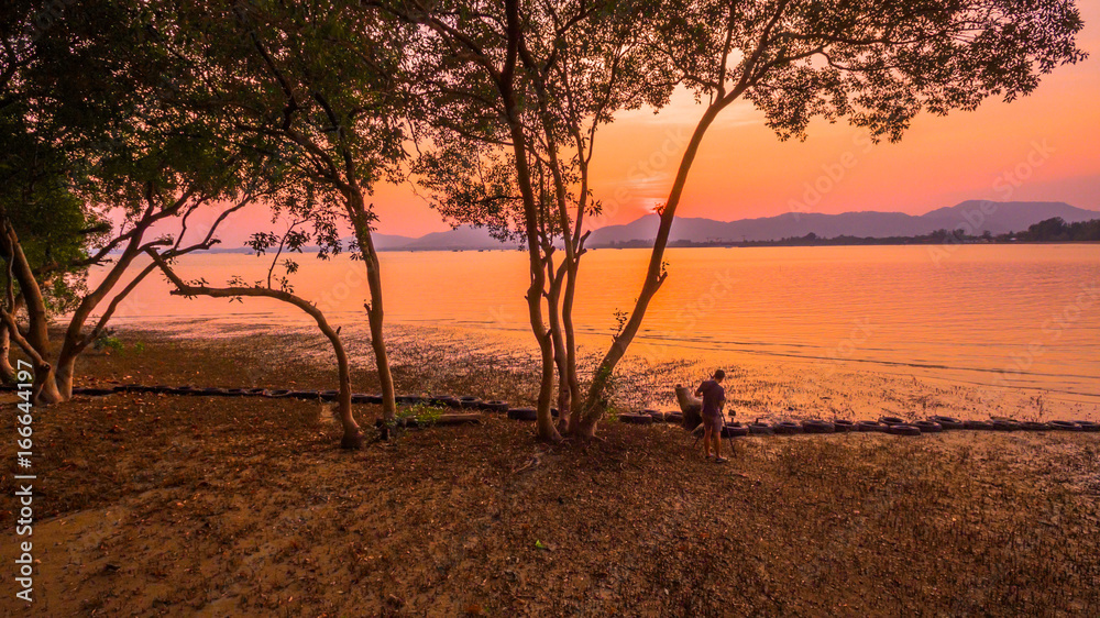 stunning scenery on Chalong gulf in sunset time stunning scenery on Chalong gulf in sunset time