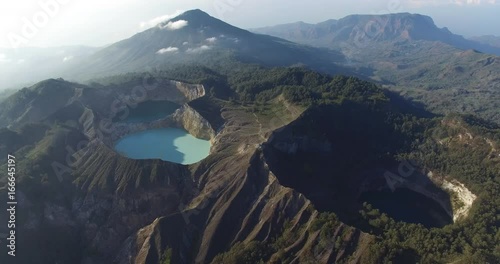 Kelimutu volcano colored lakes flyby photo