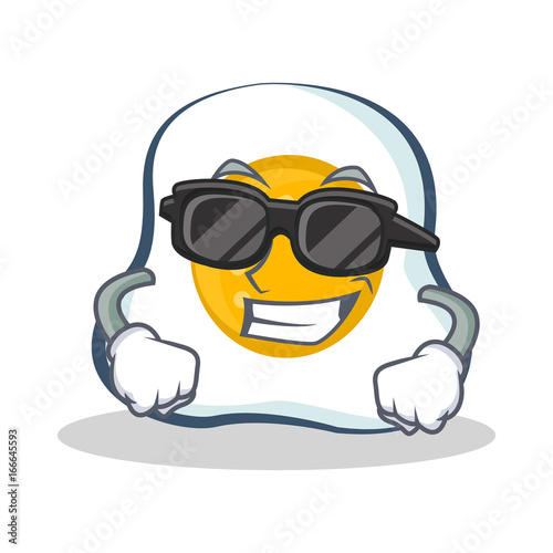 Super cool fried egg character cartoon