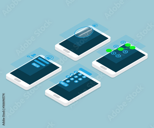 mobile screen lock isometric vector