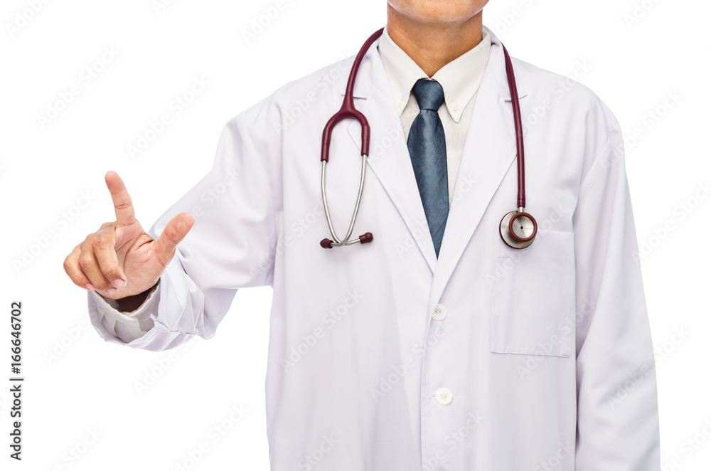 Doctor holding stethoscope isolated on white. Doctor holding stethoscope isolated on white.