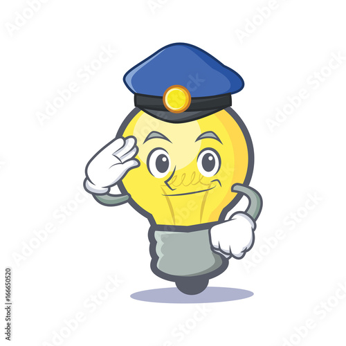 Police light bulb character cartoon