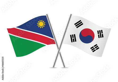 Nambia and South Korea flags.Vector illustration.
