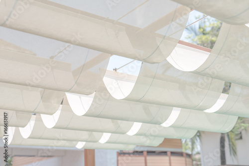 фотографія canvas roof and steel structure, white fabric tensile roof