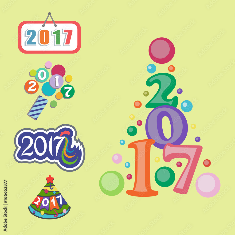 Happy new year 2017 text design vector creative graphic celebration greeting party date illustration Happy new year 2017 text design vector creative graphic celebration greeting party date illustration