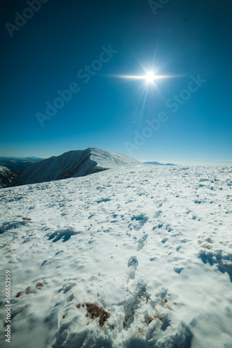 Snowy mountains view