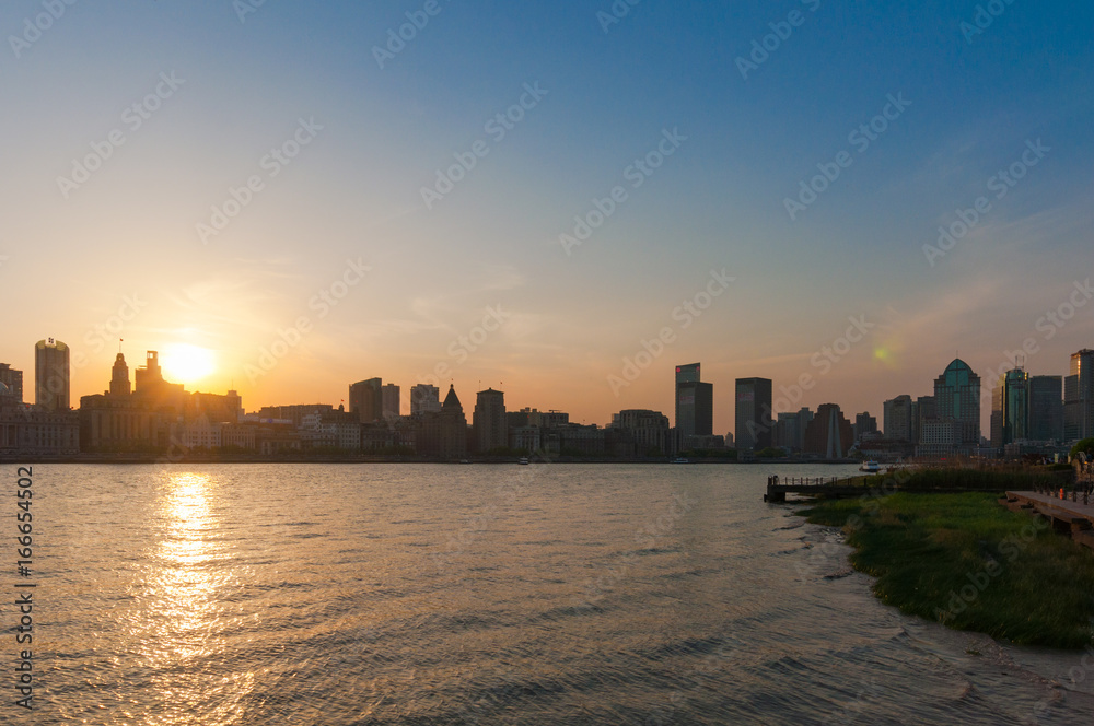 skyline and landscape silhouette of city,shanghai