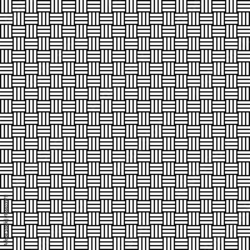 Vector seamless weave pattern. Rattan texture. Black-and-white background. Monochrome design. Vector EPS10