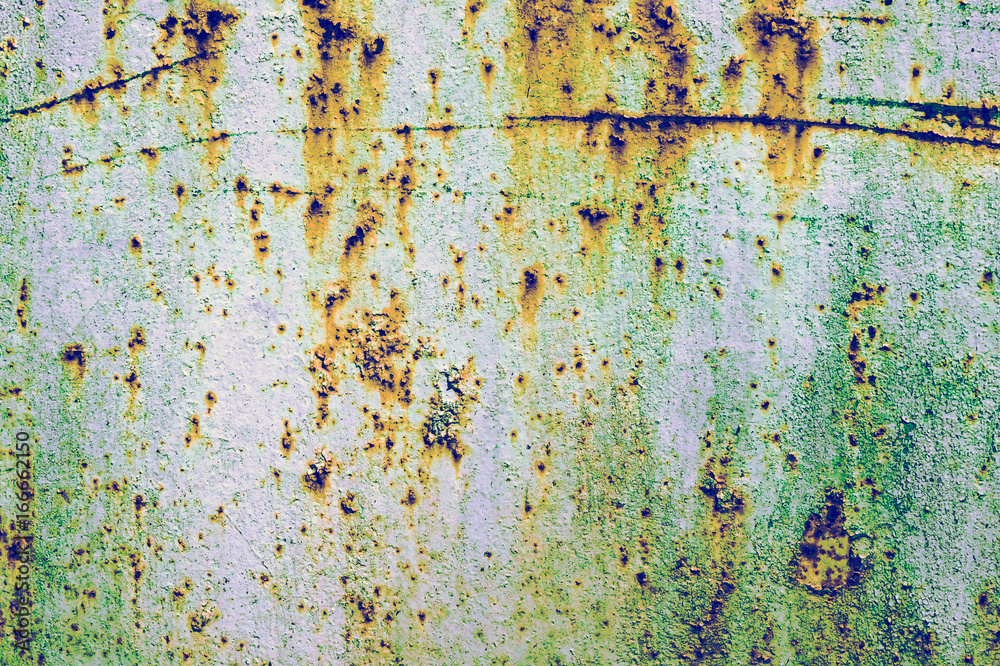 Rusty metal surface background. Peeling paint texture for designer.