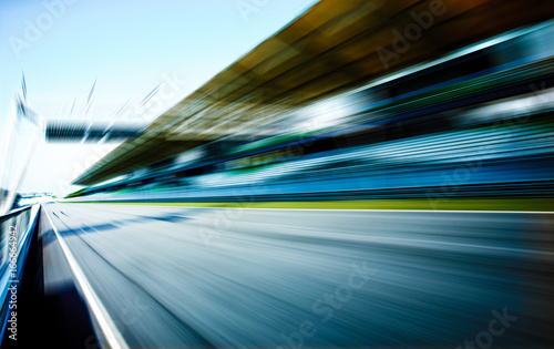 Racetrack in motion blur, racing sport background . © jamesteohart