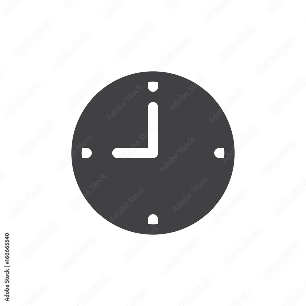 Clock simple icon vector, filled flat sign, solid glyph isolated on white. Symbol, logo illustration. Pixel perfect vector graphics Clock simple icon vector, filled flat sign, solid glyph isolated on white. Symbol, logo illustration. Pixel perfect vector graphics