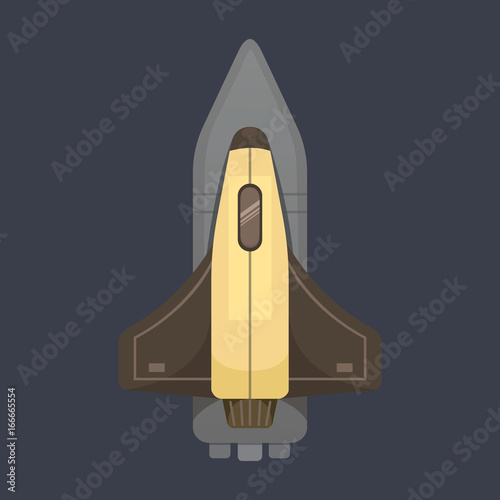 Rocket ship in cartoon style. New Businesses Innovation Development Flat Design IconsTemplate.