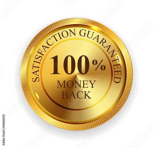 Premium Quality 100% Money Back Golden Medal Icon Seal Sign Iso
