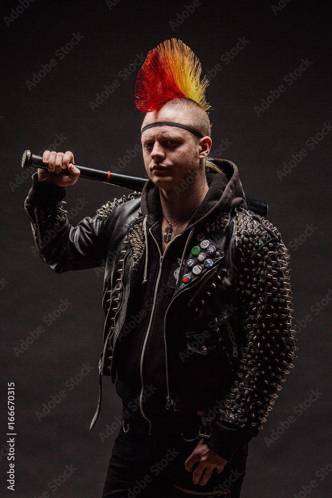 Premium Photo  Portrait of punk rocker with mohawk hairstyle on a black  background