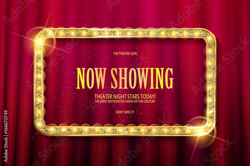 Bright red marquee with light bulbs