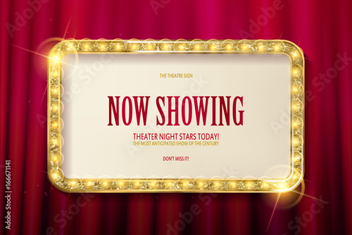 Bright red marquee with light bulbs