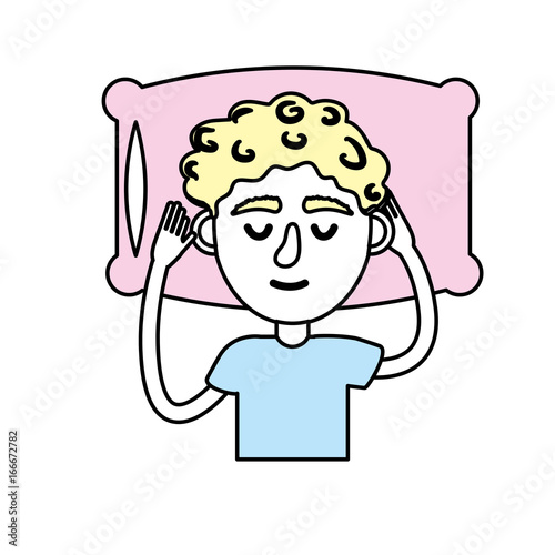 man with hairstyle desing sleeping