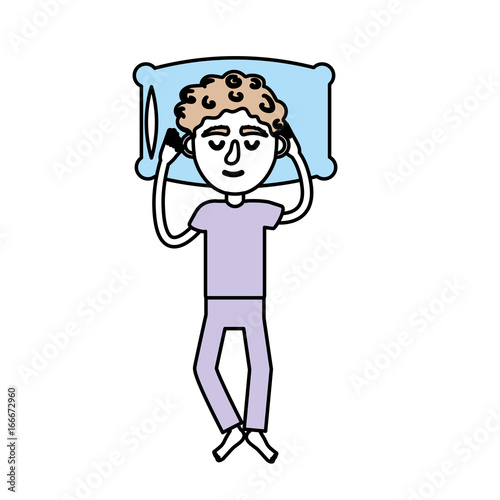 man with hairstyle desing sleeping