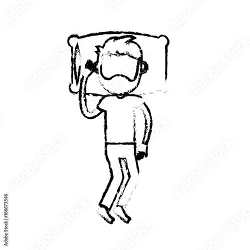 figure man with hairstyle desing sleeping