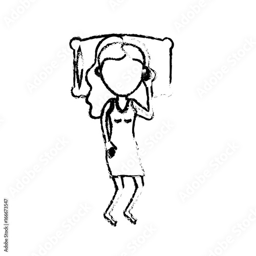 figure woman with hairstyle desing sleeping