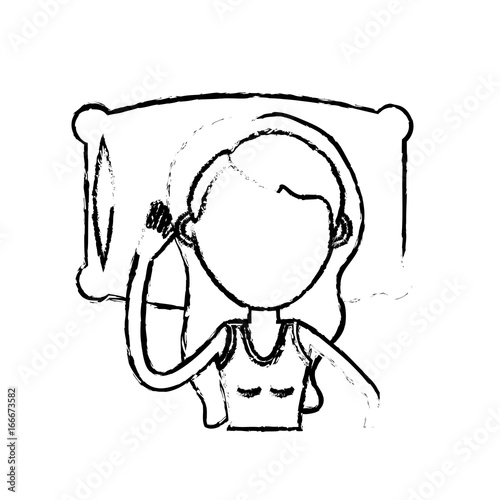 figure woman with hairstyle desing sleeping