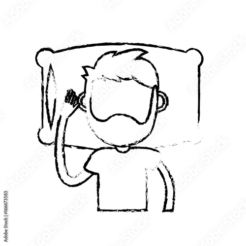 figure man with hairstyle desing sleeping