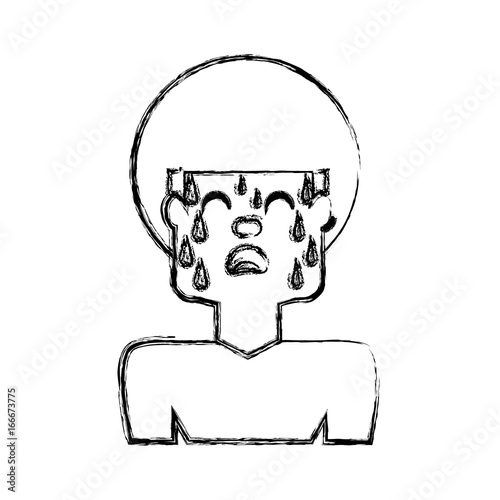 Man with heart attack face cartoon