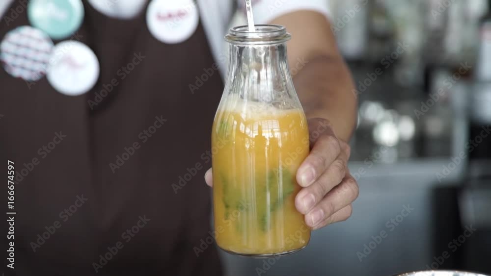 Cocktails with lime, fruits and mint in glass Cocktails with lime, fruits and mint in glass