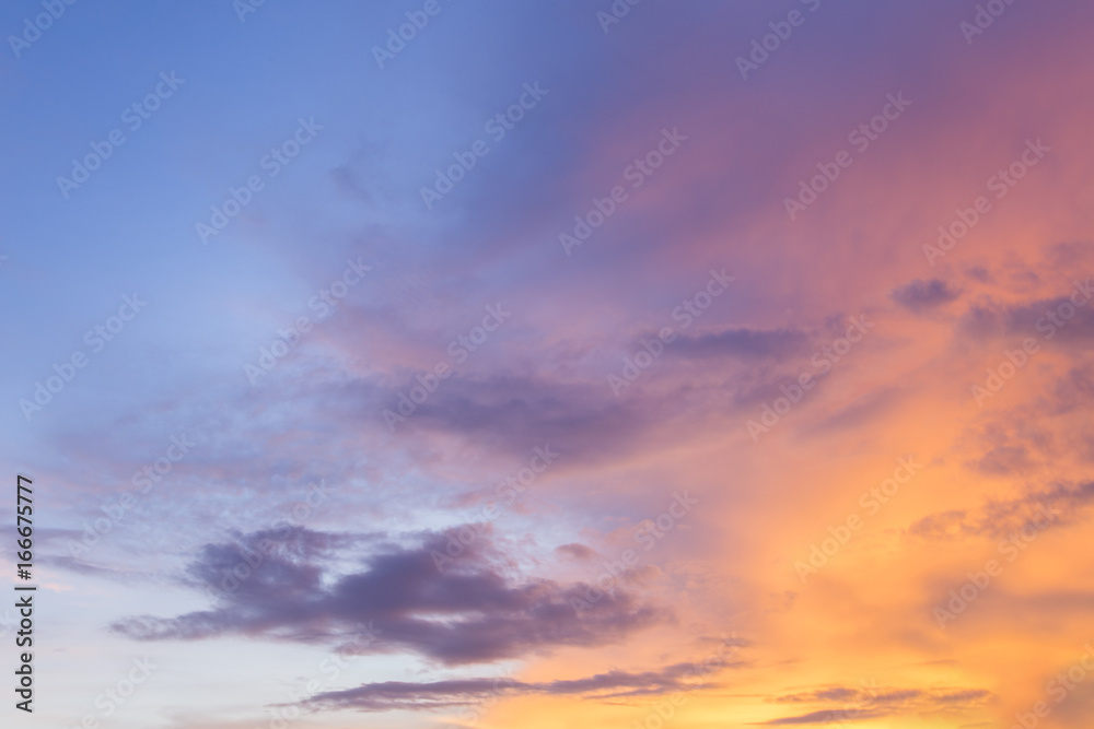 Fototapeta premium golden sky at dusk with colorful clouds Look beautiful.