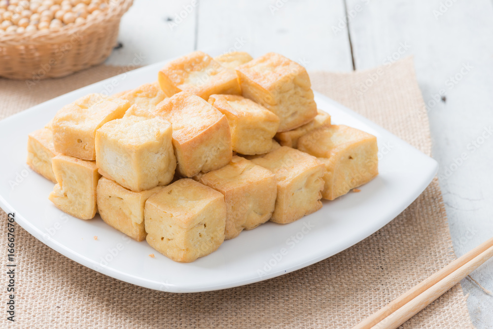 Snack and Dessert, Chinese Traditional Deep Fried Tofu or Fried Bean Curd