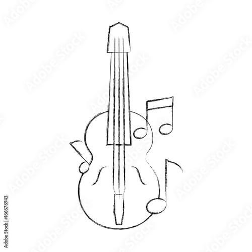 acoustic guitar with music notes vector illustration design