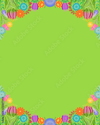 Bright floral pattern arranged as frame