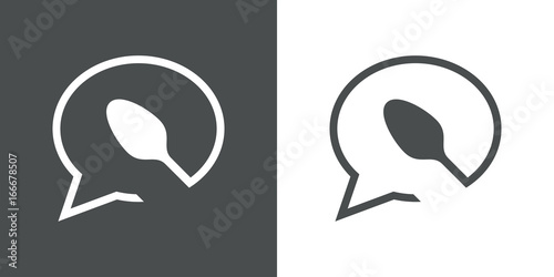 Icono plano chat con cuchara gris y blanco