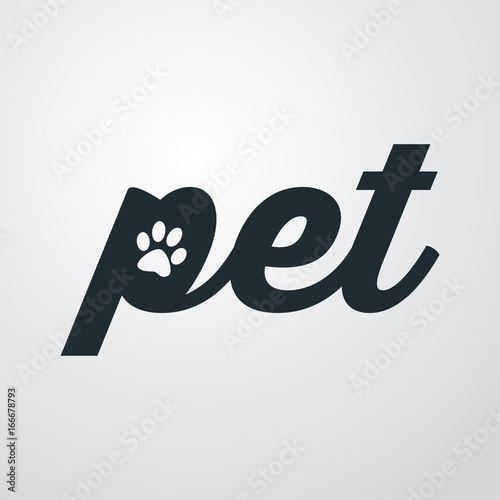 Logotipo pet con huella gato en fondo degradado