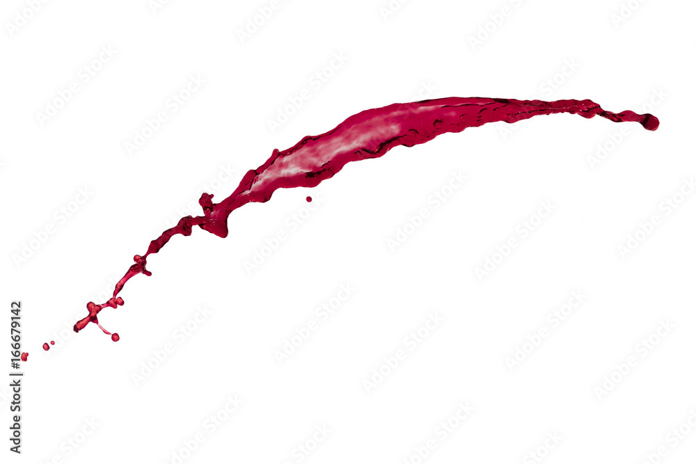 flying liquid splash red color over white background flying liquid splash red color over white background