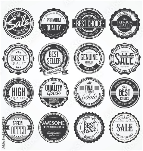 Retro vintage design quality badges collection
