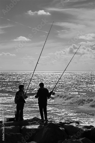 Tel Aviv - fishing of young boys on the coast