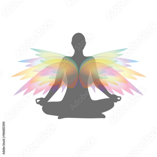 yoga sitzend mit flügeln