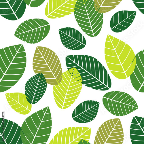 Seamless green background with decorative leaves. Textile rapport.