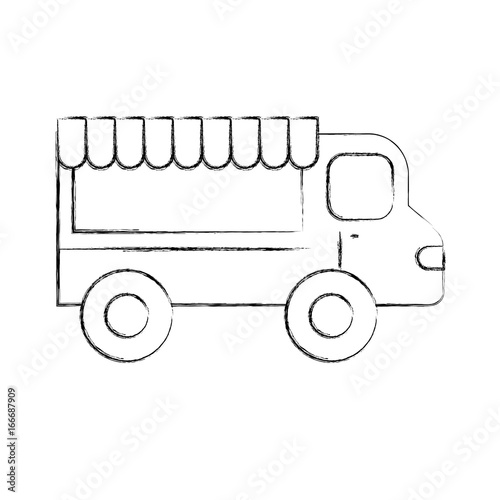 fast food shop car vector illustration design